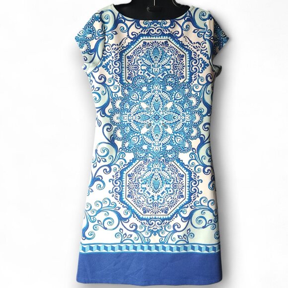ISAAC MIZRAHI LIVE!‎ Blue White Mandala Dress X Small Porcelain Print - Picture 4 of 6